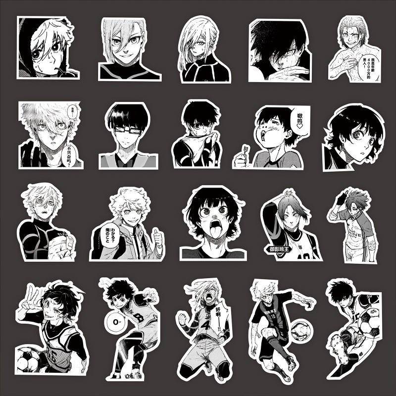 Phone Accessories Toys - 70 Stück Blue Lock Anime-Aufkleber Schwarz-Weiß