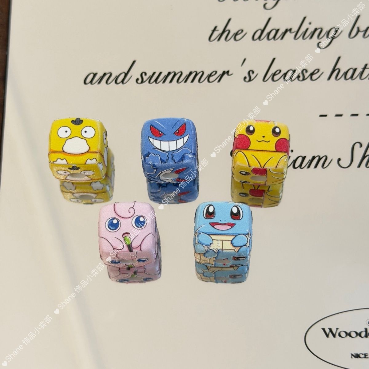 Phone Accessories Chain - 10 Stück Pikachu-Perlen mit Durchgangsloch, 14