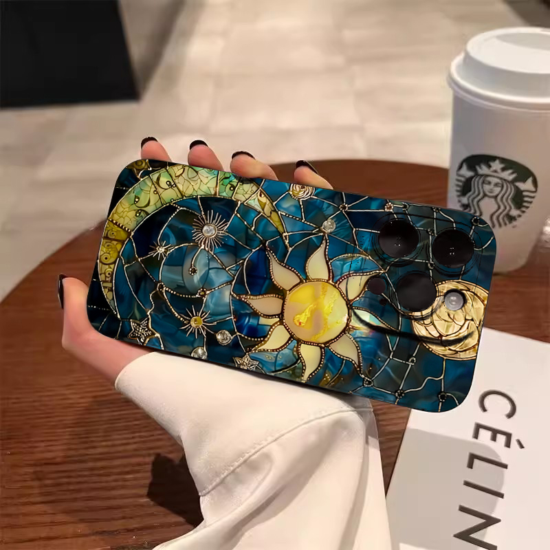 Phone Accessories Aesthetic - Ästhetische Sonne-Mond-Druck Handyhülle für Samsung Galaxy