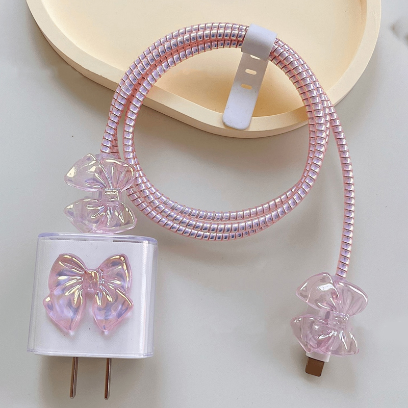 Phone Accessories Aesthetic - 3D Rosa Bogen Kabel Ladegerät Schutz