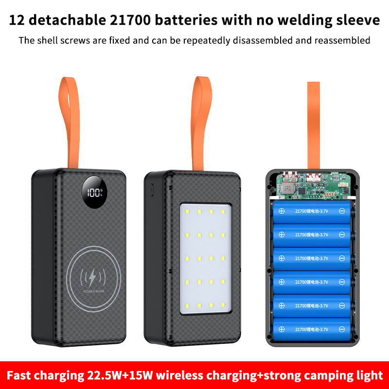 Led Flash Case - 【C】12*21700 Batteriehalter 10W 22,5W Schnellladung 15W